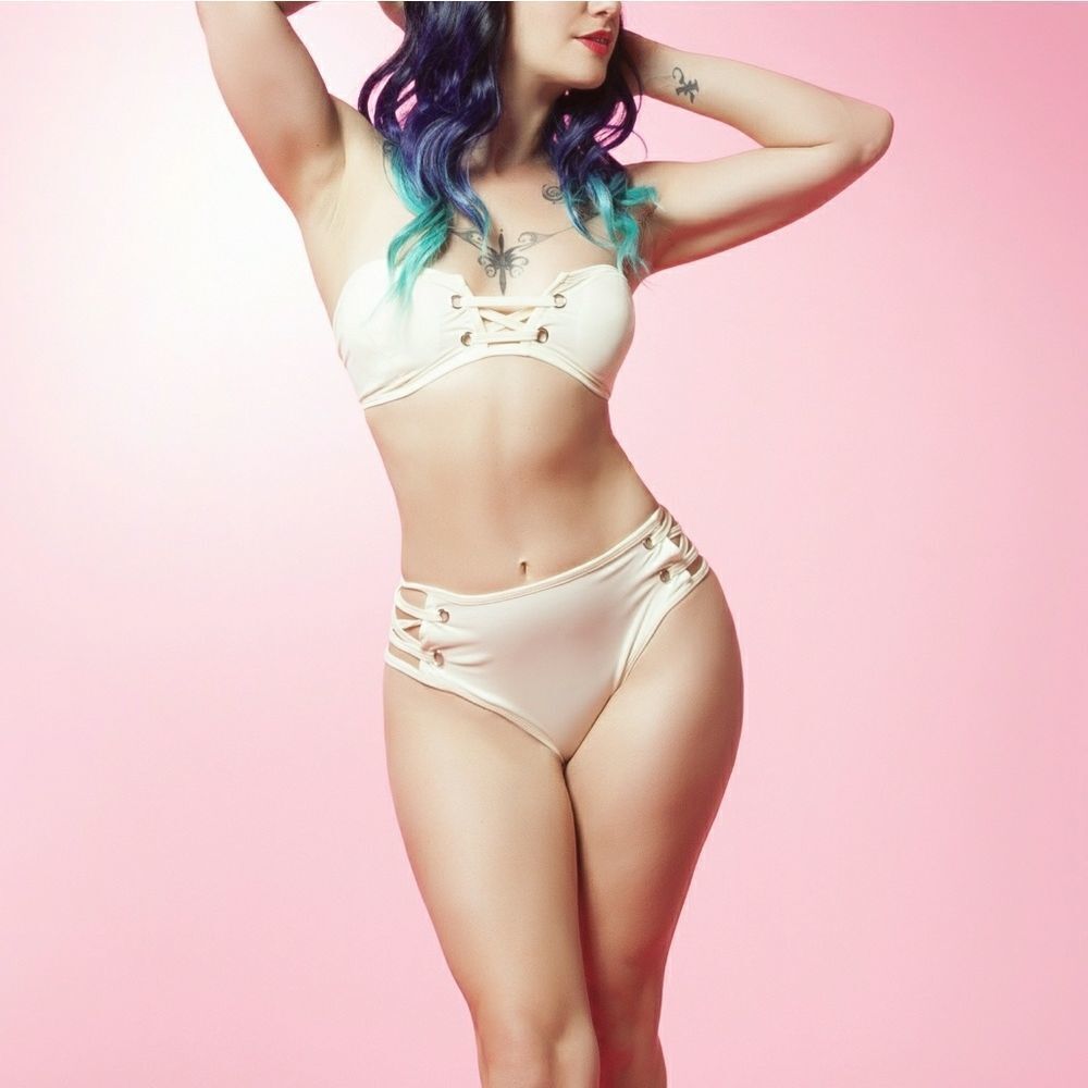 Beige 2pc Bandage Bathing Suit